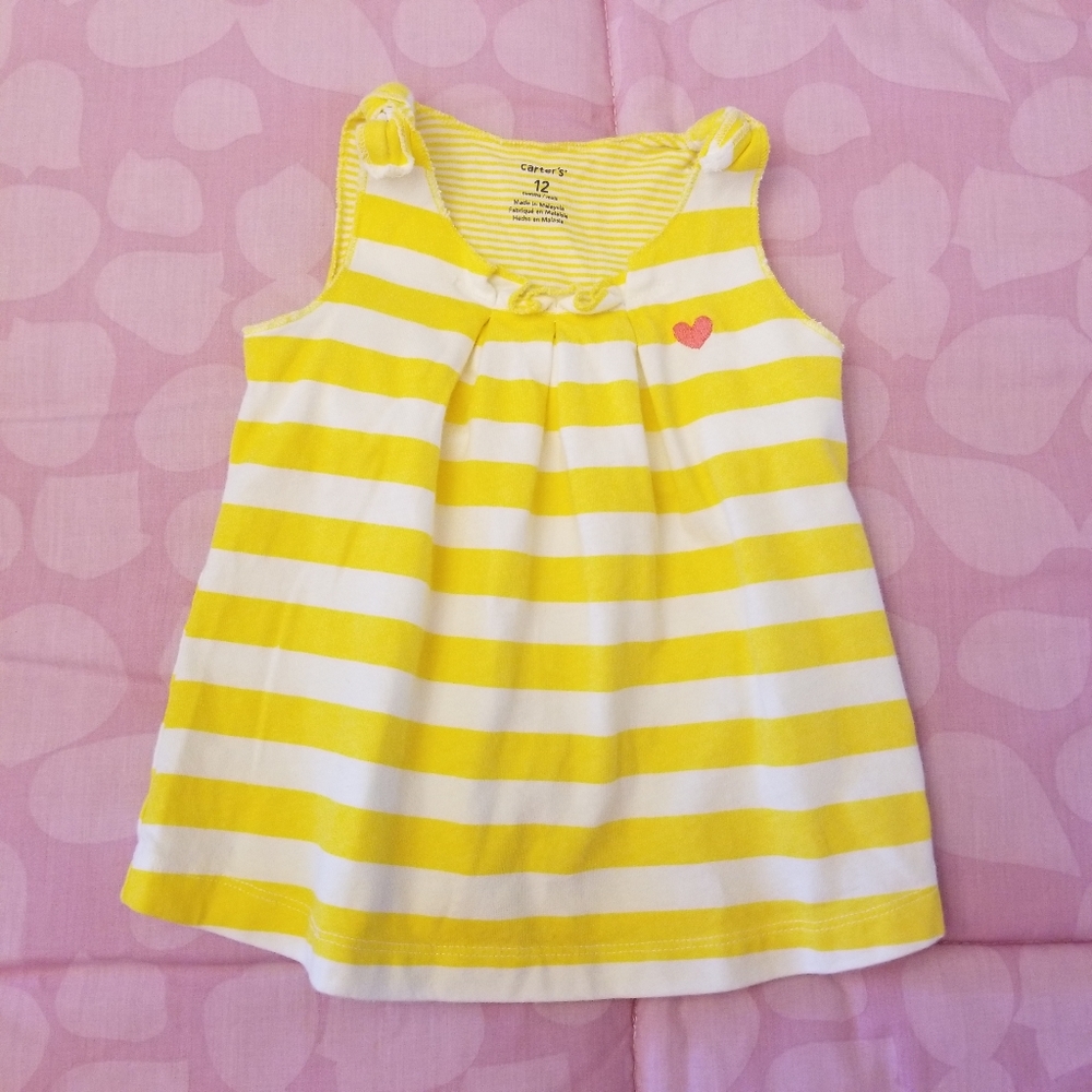 EUC! Carter's Baby Girl Yellow & White Striped Top